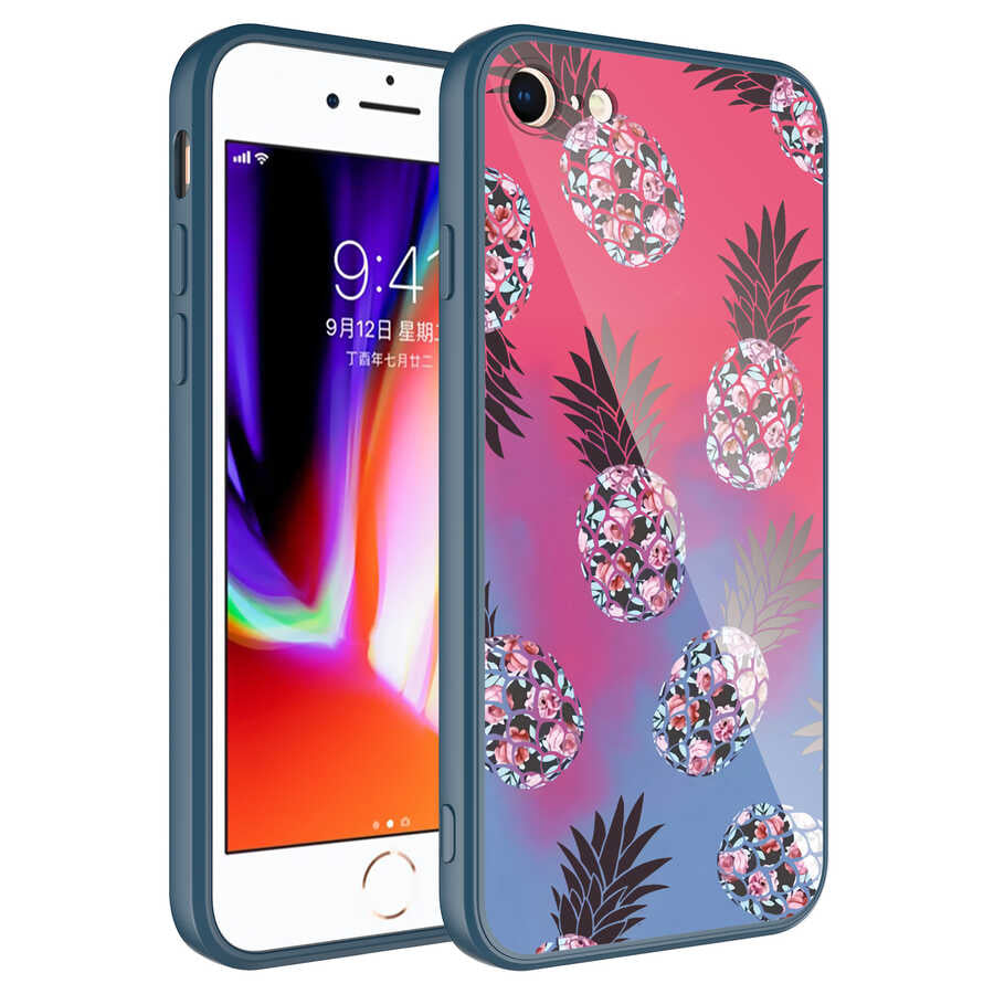 Apple iPhone 8 Uyumlu Kılıf Kamera Korumalı Desenli Sert Silikon Zore Epoksi Kapak