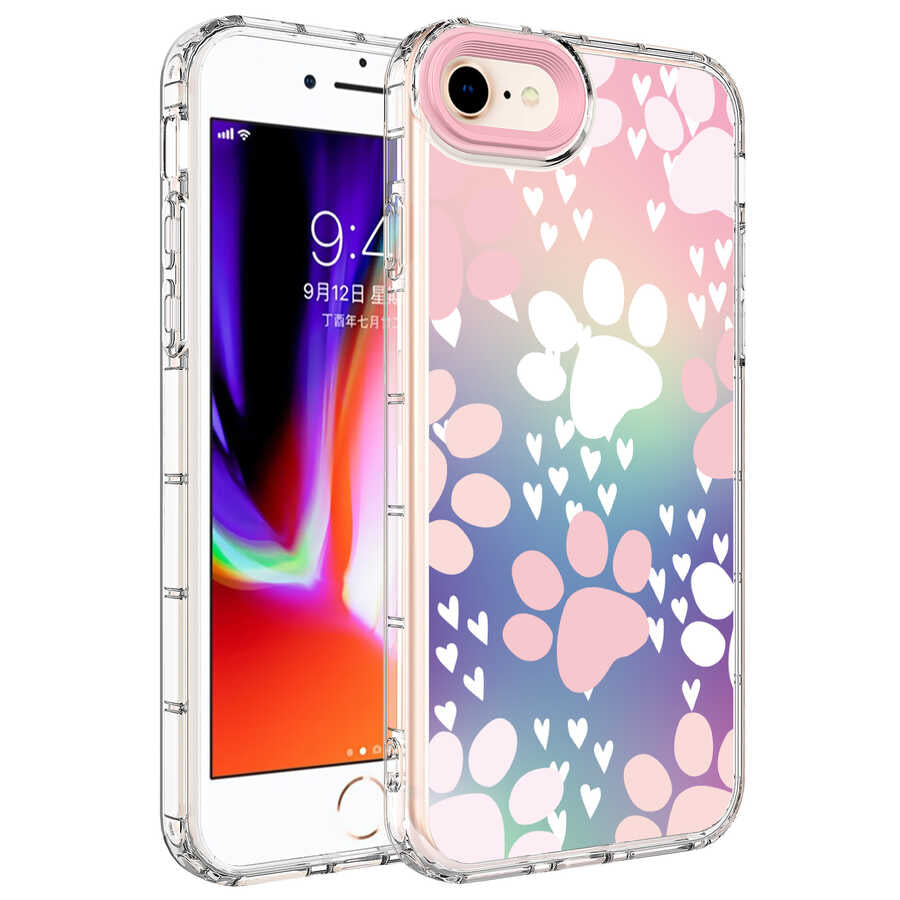 Apple iPhone 8 Uyumlu Kılıf Kamera Korumalı Renkli Desenli Sert Silikon Zore Korn Kapak
