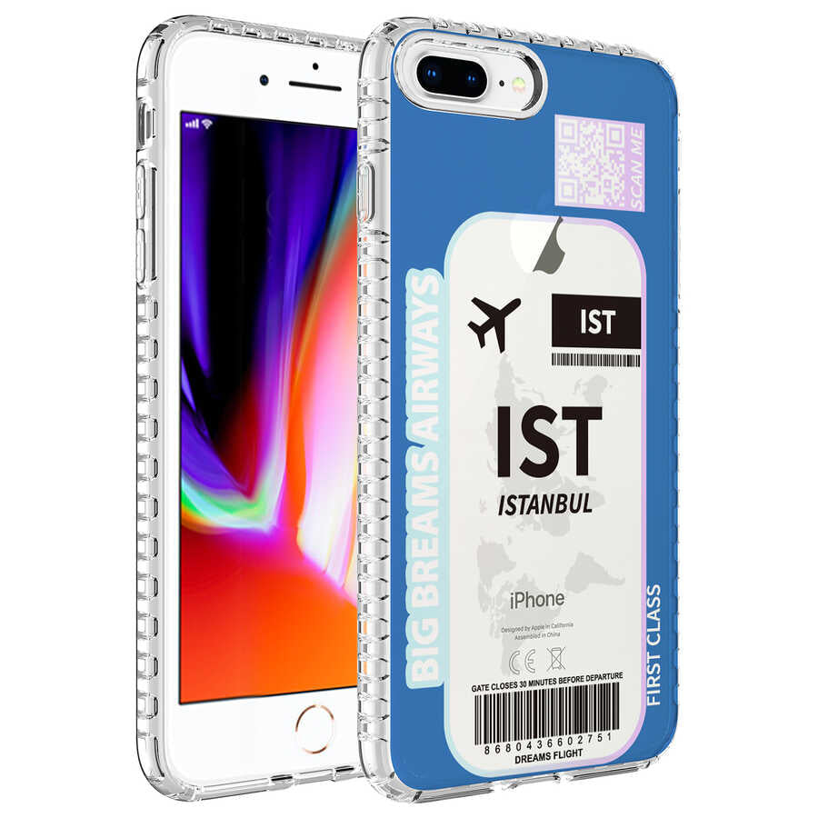 Apple iPhone 8 Plus Uyumlu Kılıf Airbag Kenarlı Renkli Desenli Silikon Zore Elegans Kapak