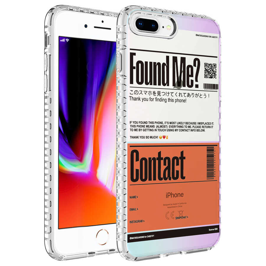 Apple iPhone 8 Plus Uyumlu Kılıf Airbag Kenarlı Renkli Desenli Silikon Zore Elegans Kapak