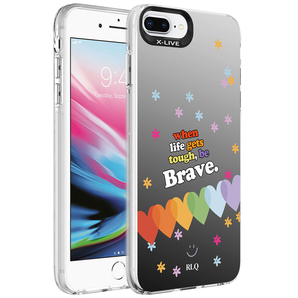 Apple iPhone 8 Plus Uyumlu Kılıf Desenli Zore Silver Sert Kapak