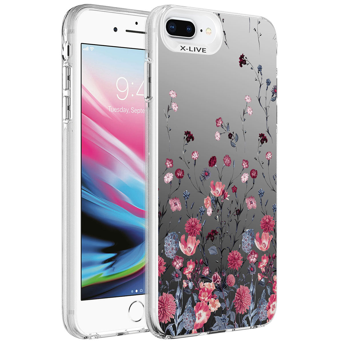 Apple iPhone 8 Plus Uyumlu Kılıf Desenli Zore Silver Sert Kapak