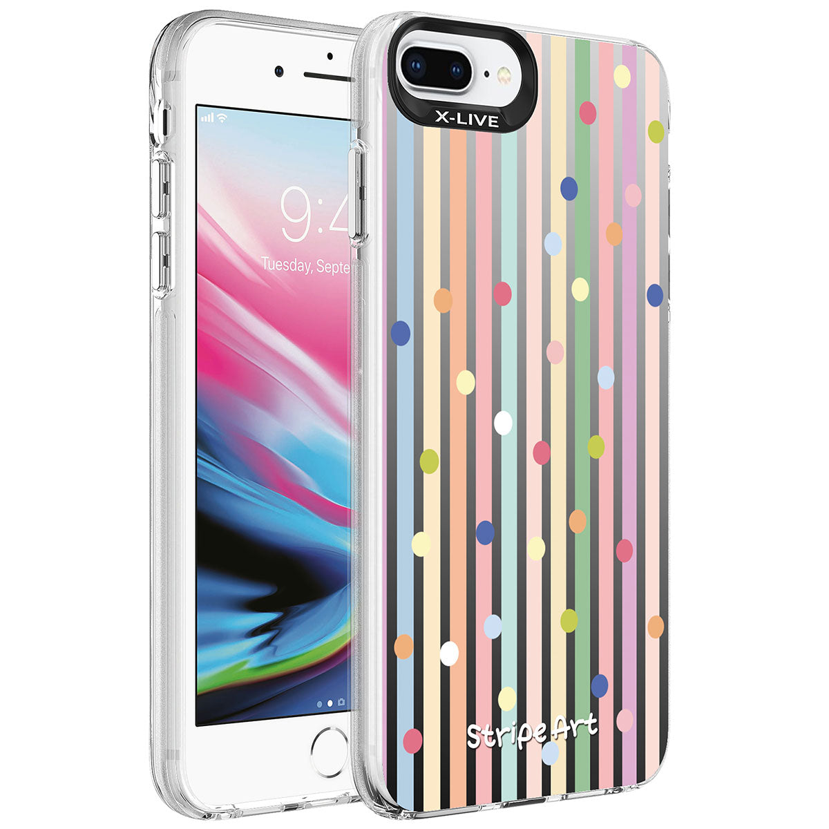 Apple iPhone 8 Plus Uyumlu Kılıf Desenli Zore Silver Sert Kapak
