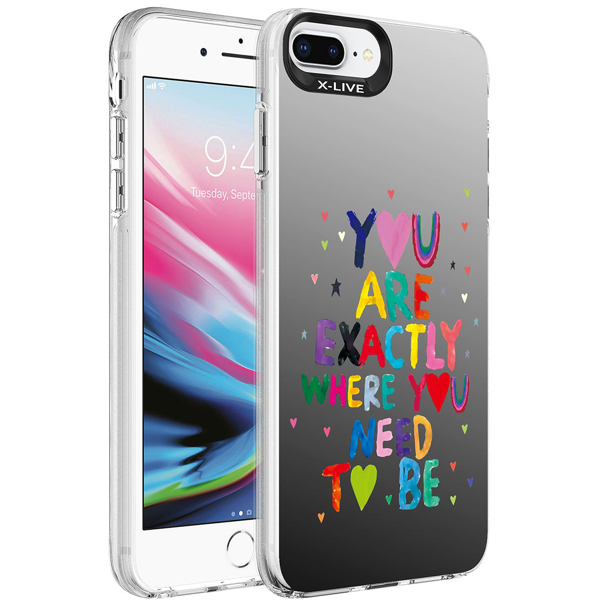 Apple iPhone 8 Plus Uyumlu Kılıf Desenli Zore Silver Sert Kapak