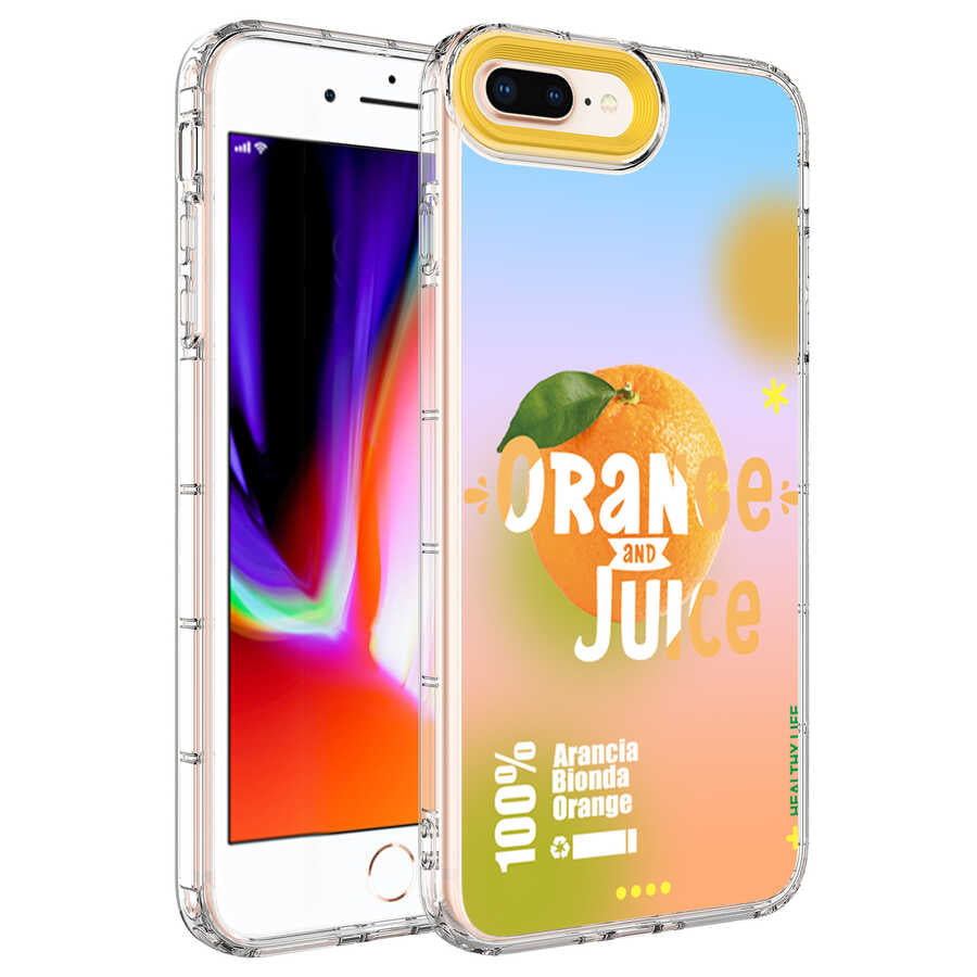 Apple iPhone 8 Plus Uyumlu Kılıf Kamera Korumalı Renkli Desenli Sert Silikon Zore Korn Kapak