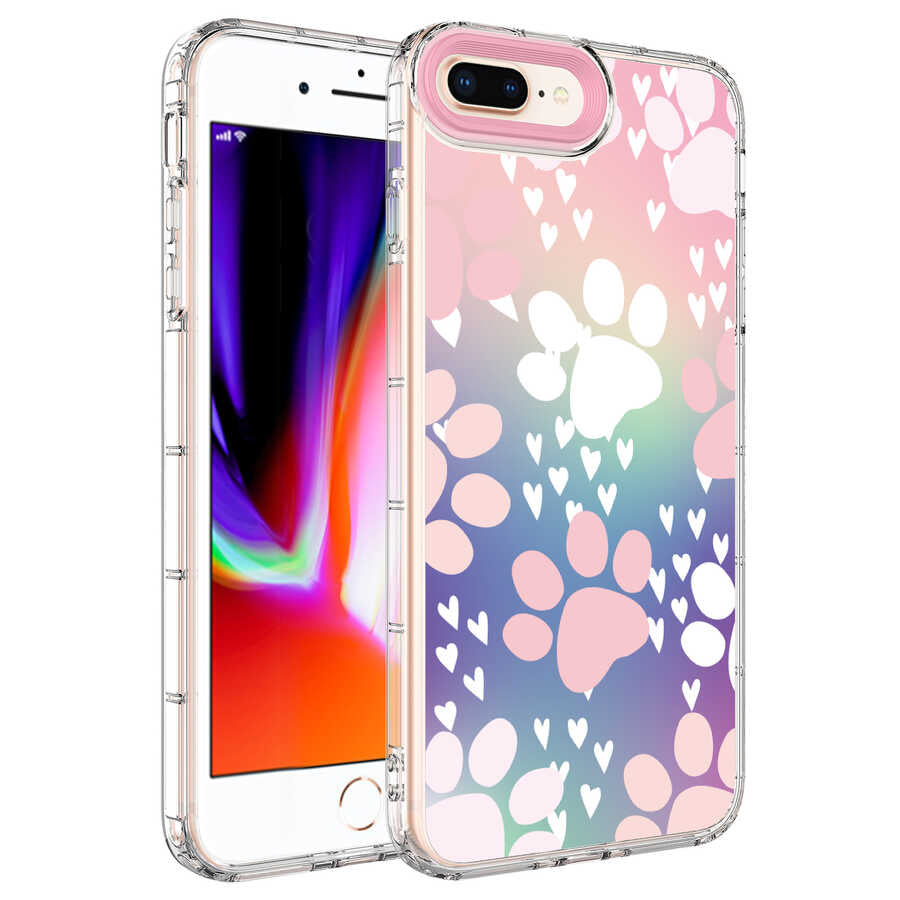 Apple iPhone 8 Plus Uyumlu Kılıf Kamera Korumalı Renkli Desenli Sert Silikon Zore Korn Kapak