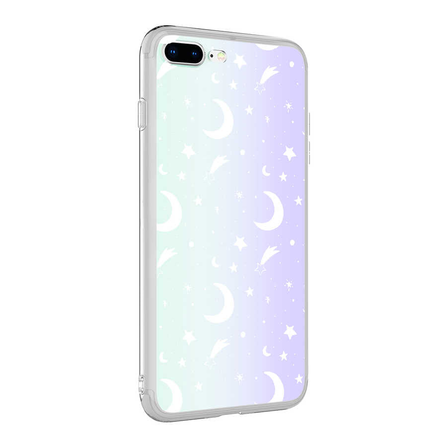 Apple iPhone 8 Plus Uyumlu Kılıf Zore M-Blue Desenli Kapak