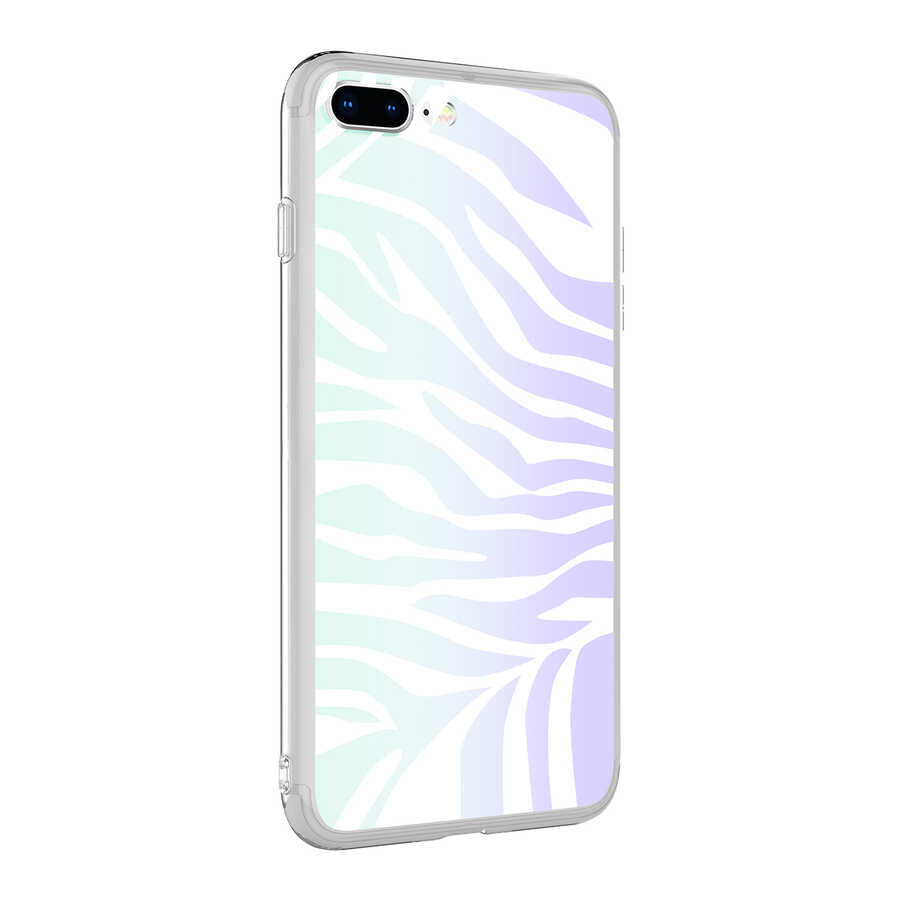 Apple iPhone 8 Plus Uyumlu Kılıf Zore M-Blue Desenli Kapak