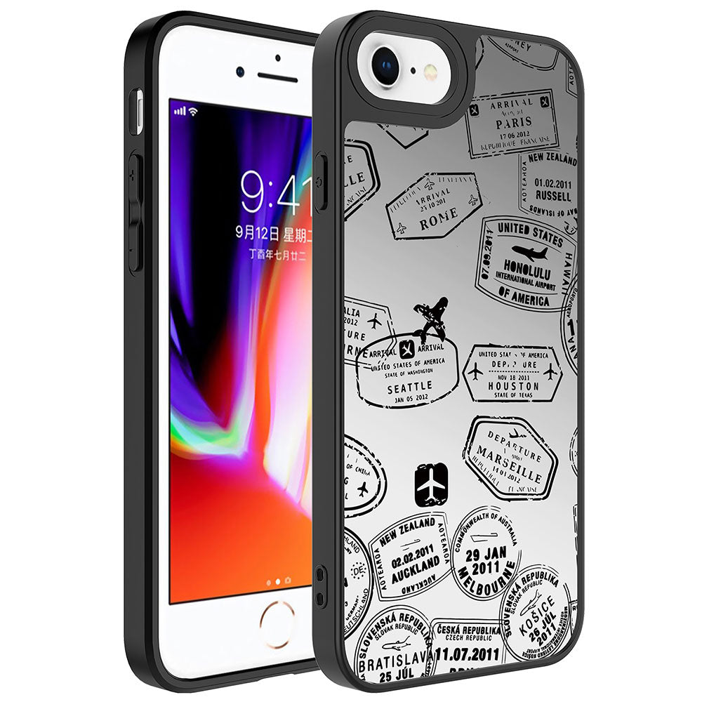 Apple iPhone SE 2020 Uyumlu Kılıf Aynalı Desenli Kamera Korumalı Parlak Zore Mirror Kapak