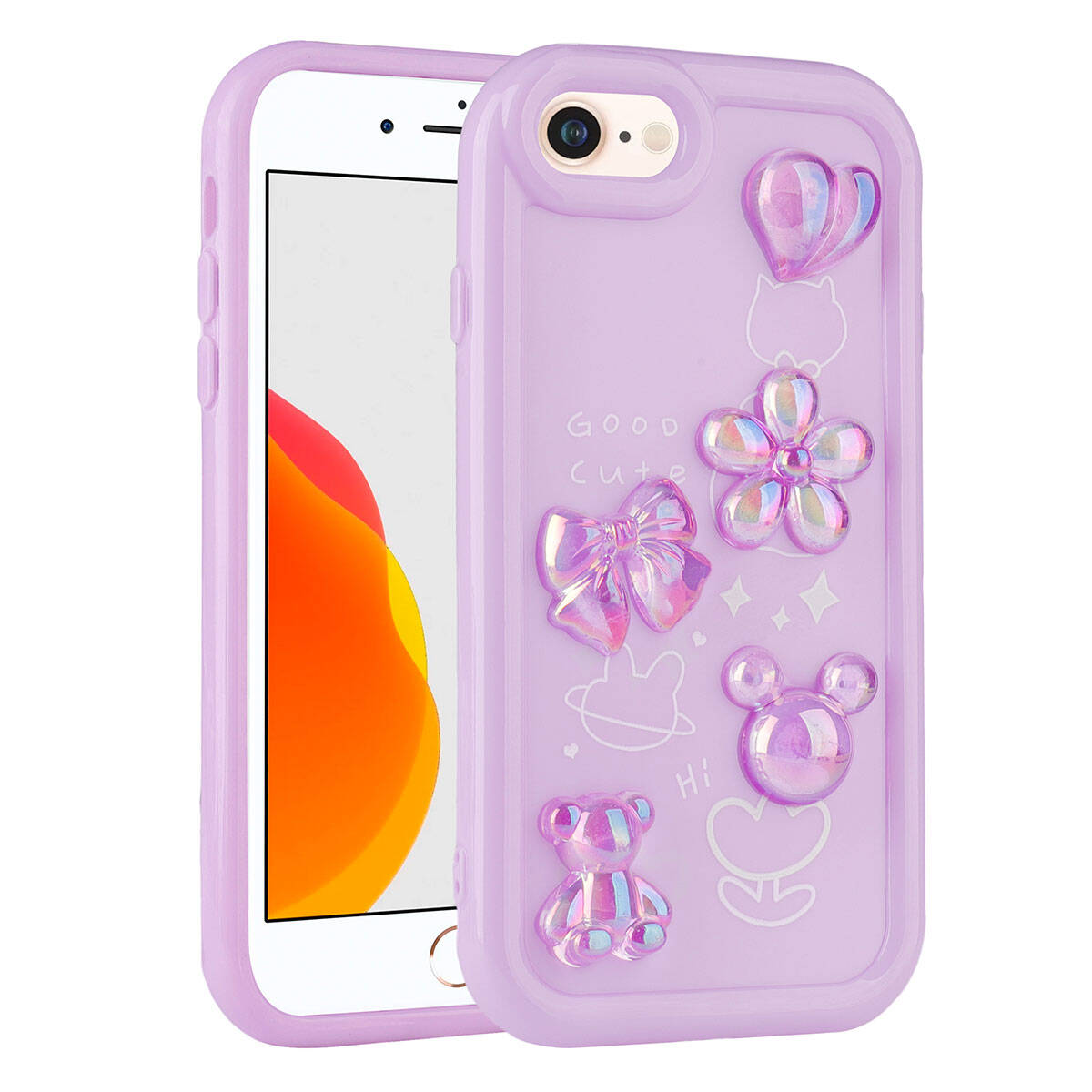 Apple iPhone SE 2020 Uyumlu Kılıf Kabartma Figürlü Parlak Zore Toys Silikon Kapak