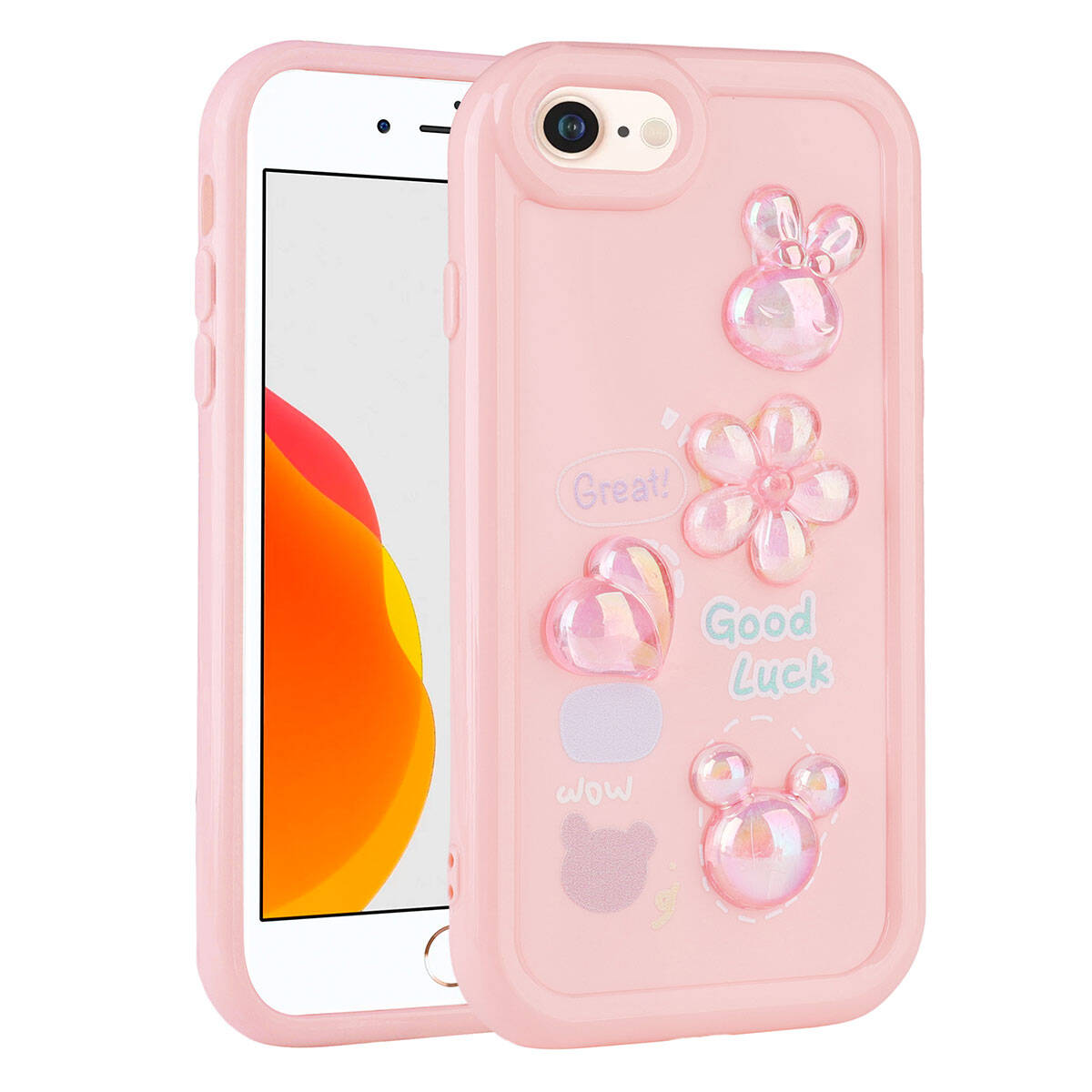 Apple iPhone SE 2022 Uyumlu Kılıf Kabartma Figürlü Parlak Zore Toys Silikon Kapak