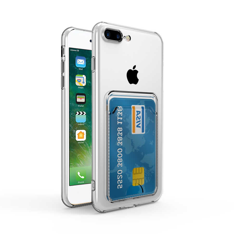 Apple iPhone SE 2022 Uyumlu Kılıf Kartlıklı Şeffaf Zore Setra Clear Silikon Kapak