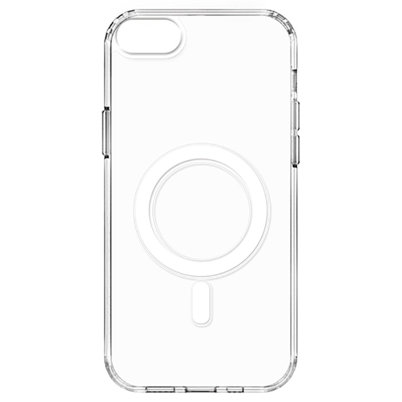 Apple iPhone SE 2022 Uyumlu Kılıf M-safe Şarj Özellikli Şeffaf Sert PC Zore Embos Kapak