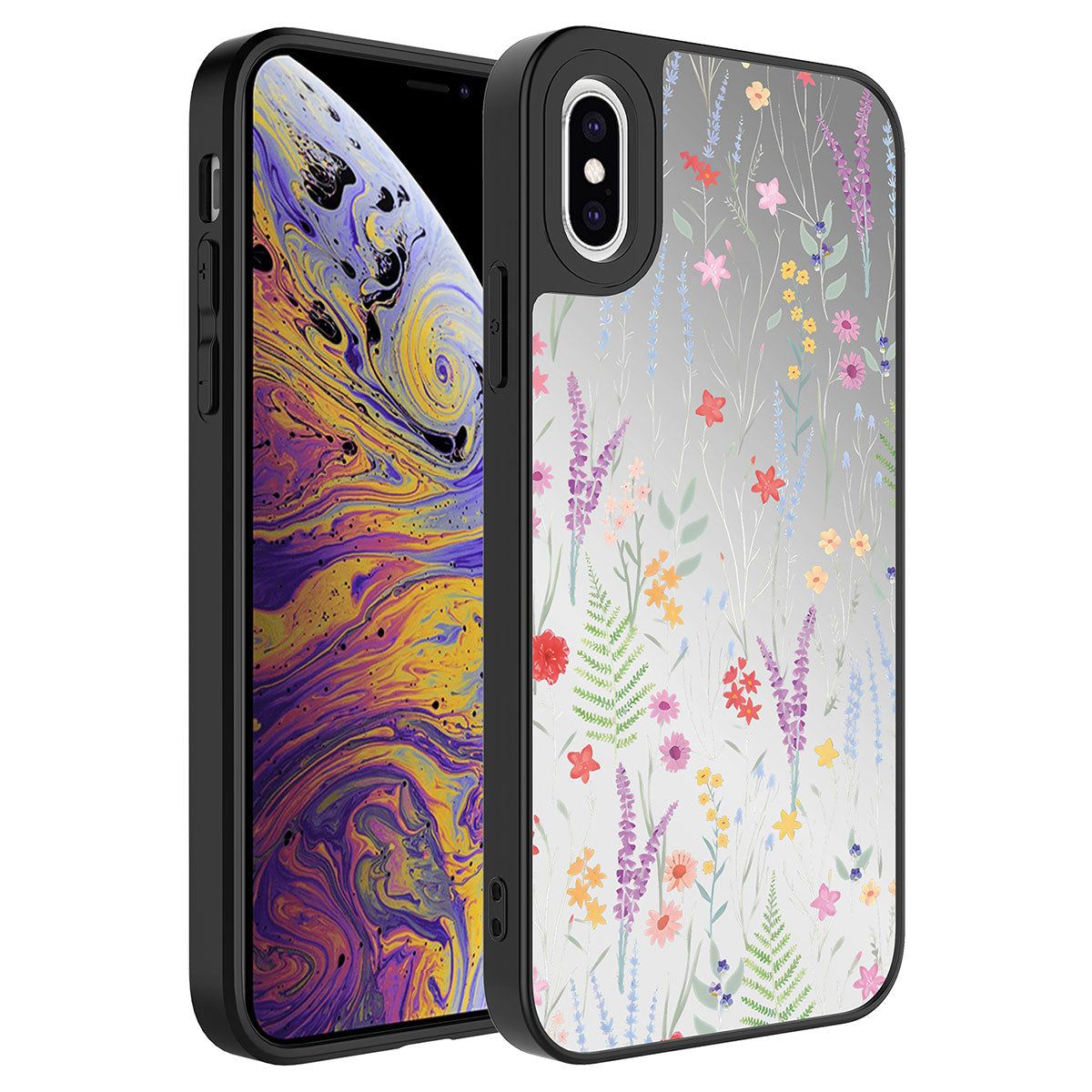Apple iPhone X Uyumlu Kılıf Aynalı Desenli Kamera Korumalı Parlak Zore Mirror Kapak