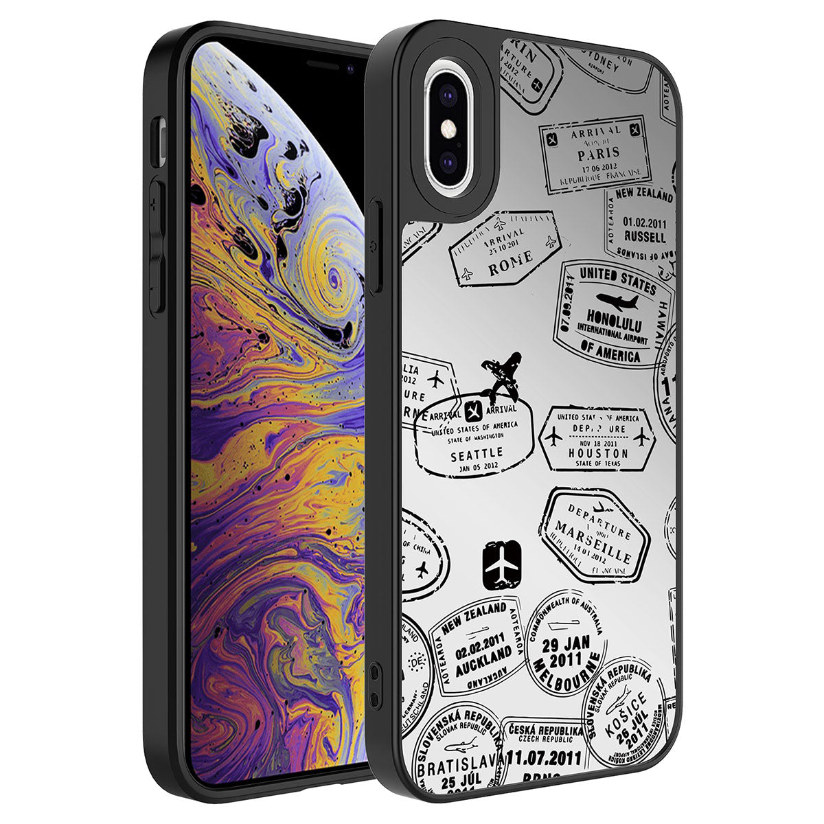 Apple iPhone X Uyumlu Kılıf Aynalı Desenli Kamera Korumalı Parlak Zore Mirror Kapak