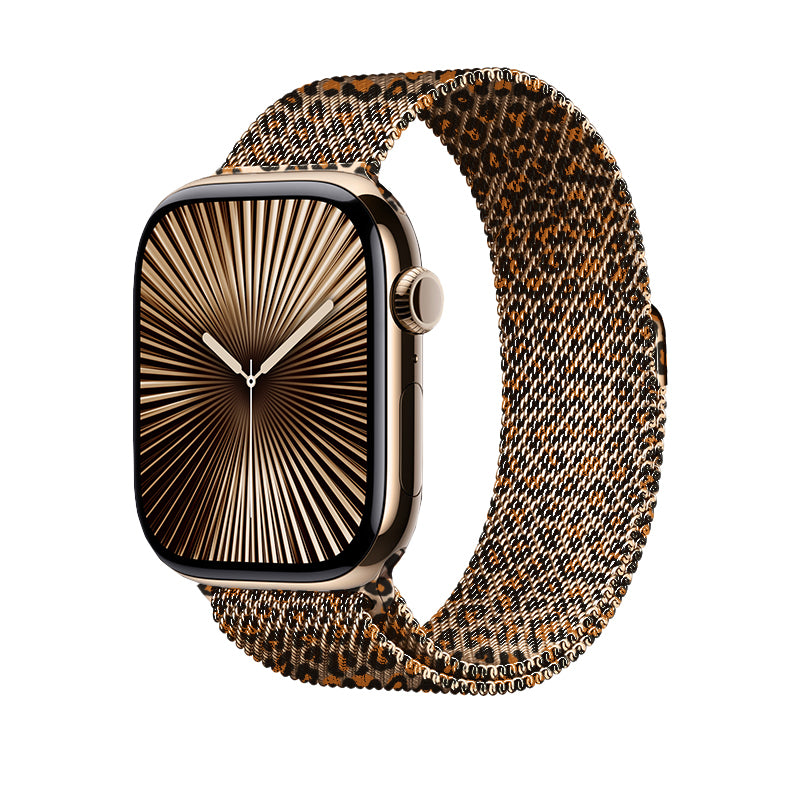 Apple Watch 38mm Zore KRD-01 Leopar Desenli Metal Kordon