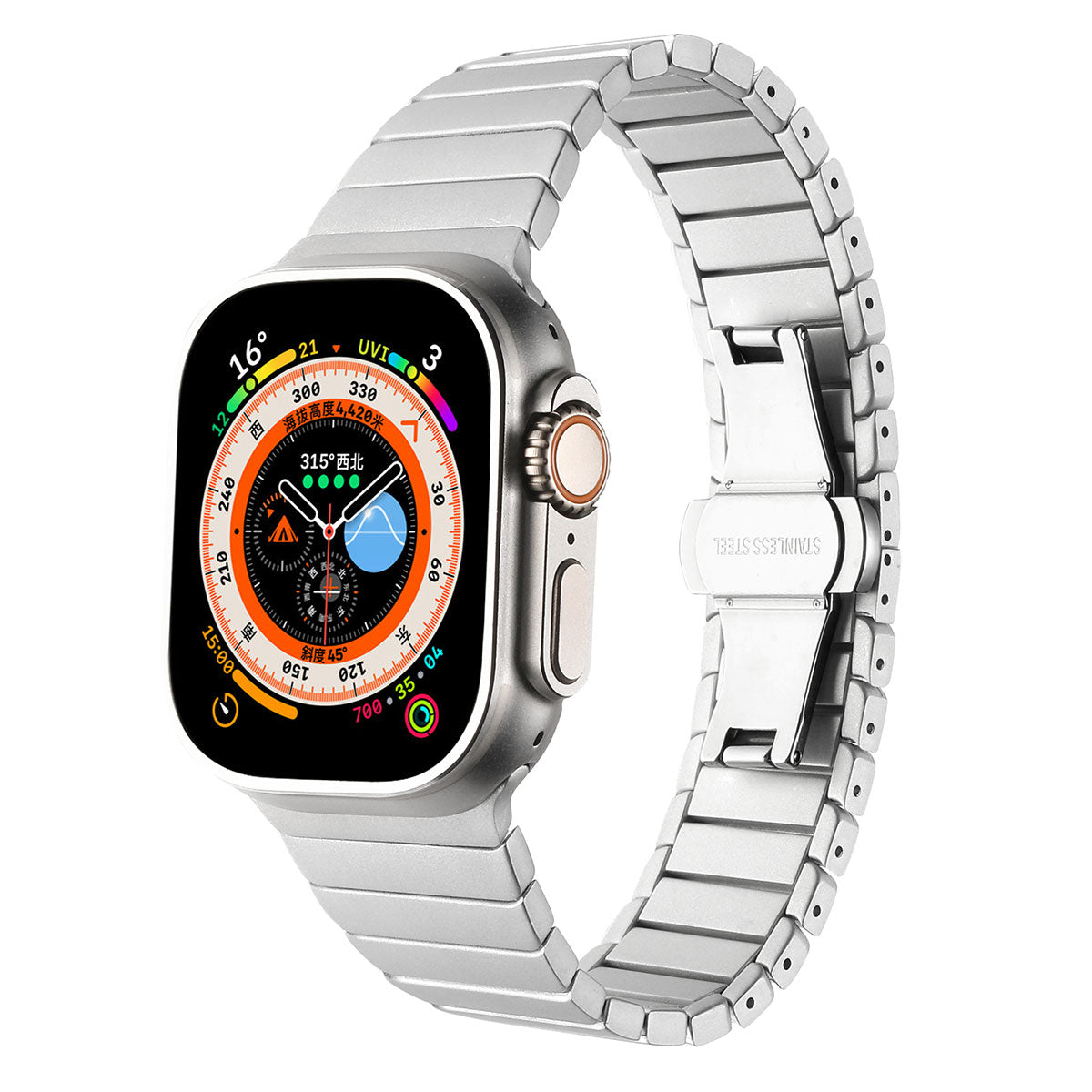 Apple Watch 7 45mm Kordon KRD-79 Metal Strap Kayış