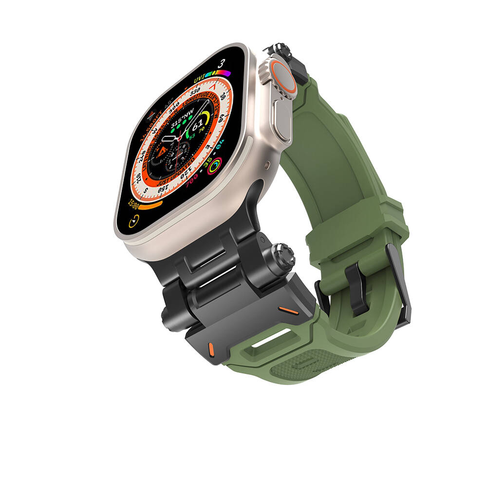 Apple Watch Ultra 49mm Zore KRD-108 Metal Başlıklı Silikon Kordon