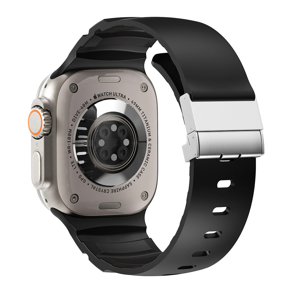 Apple Watch Ultra 49mm Zore KRD-145 Metal Tokalı Silikon Kordon