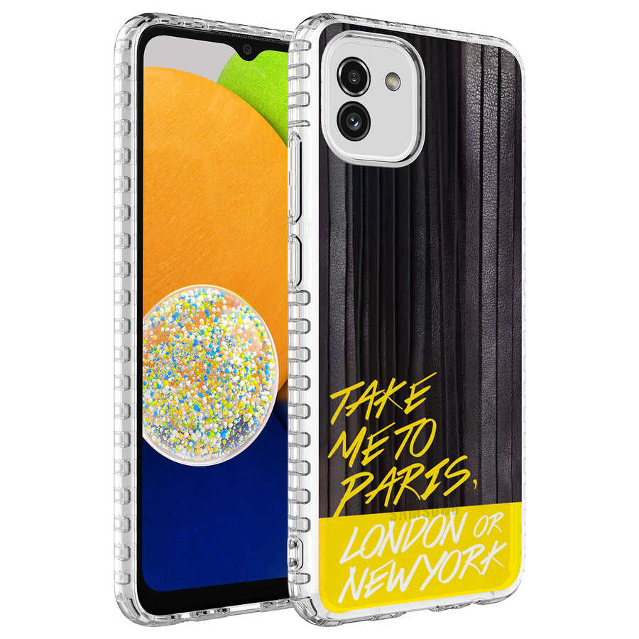 Galaxy A03 Uyumlu Kılıf Airbag Kenarlı Renkli Desenli Silikon Zore Elegans Kapak