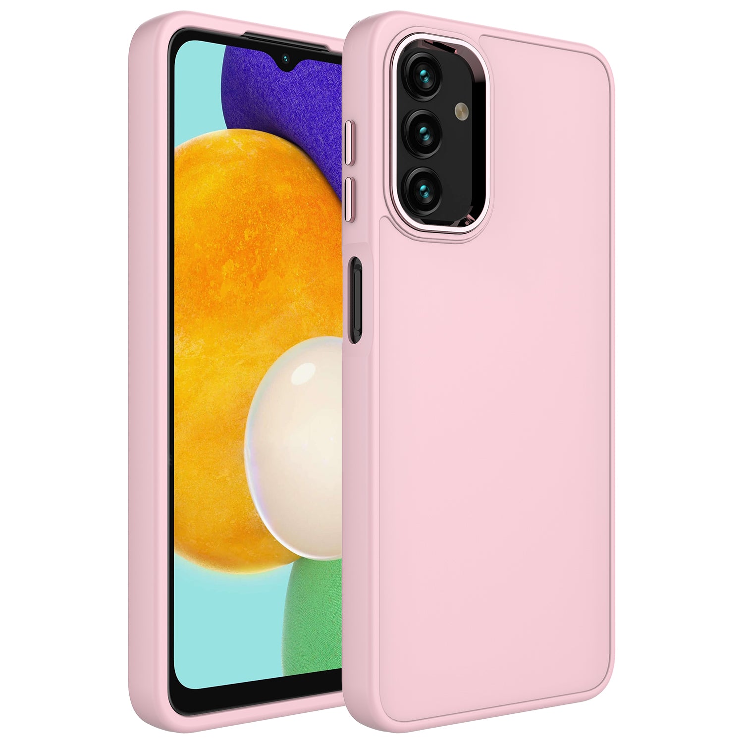 Galaxy A04 Uyumlu Kılıf Metal Çerçeve ve Buton Tasarımlı Silikon Zore Luna Kapak