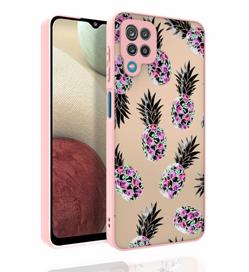 Galaxy A12 Uyumlu Kılıf Desenli Kamera Korumalı Parlak Zore Nora Kapak