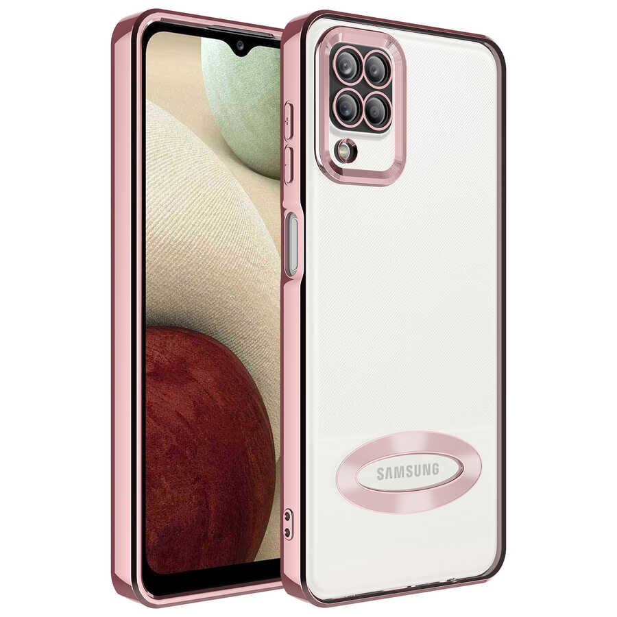Galaxy A12 Uyumlu Kılıf Kamera Korumalı Logo Gösteren Zore Omega Kapak
