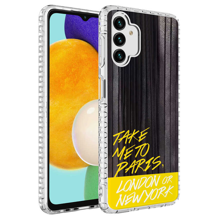 Galaxy A13 4G Uyumlu Kılıf Airbag Kenarlı Renkli Desenli Silikon Zore Elegans Kapak
