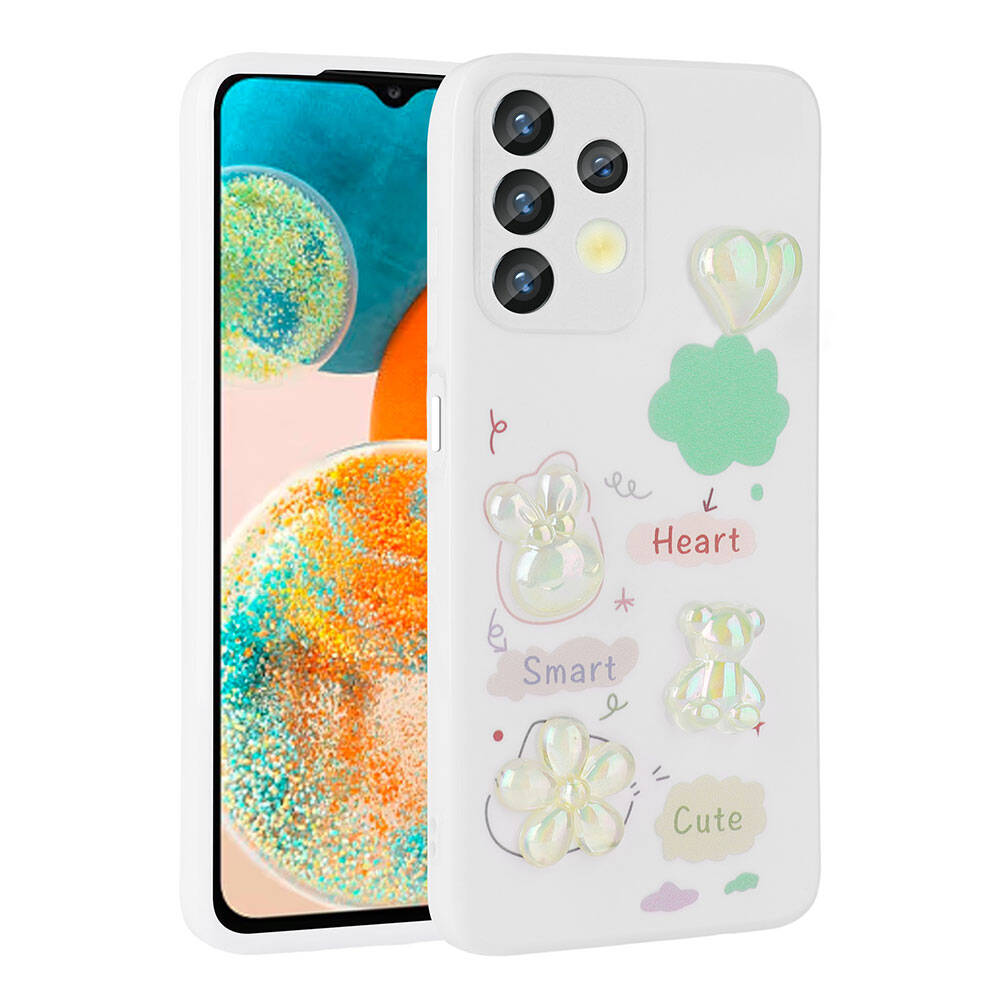 Galaxy A13 4G Uyumlu Kılıf Kabartma Figürlü Parlak Zore Toys Silikon Kapak