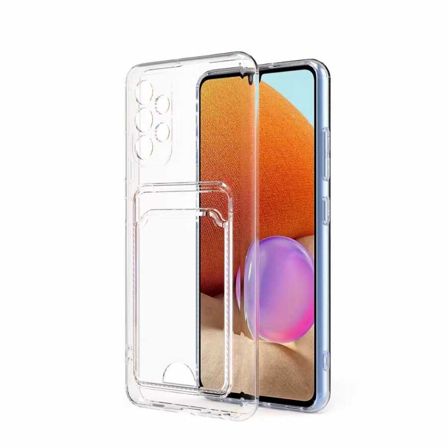 Galaxy A13 4G Uyumlu Kılıf Kartlıklı Şeffaf Zore Setra Clear Silikon Kapak