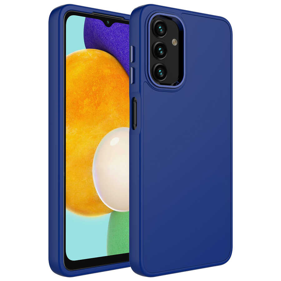 Galaxy A13 4G Uyumlu Kılıf Metal Çerçeve ve Buton Tasarımlı Silikon Zore Luna Kapak
