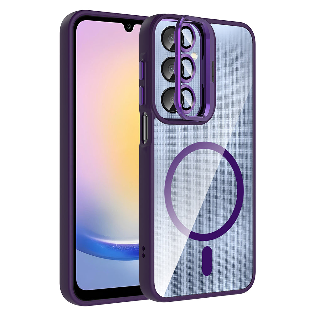 Galaxy A16 Uyumlu Kılıf Standlı ve Kamera Lens Hediyeli M-Safe Şarj Özellikli Zore Etro Kapak