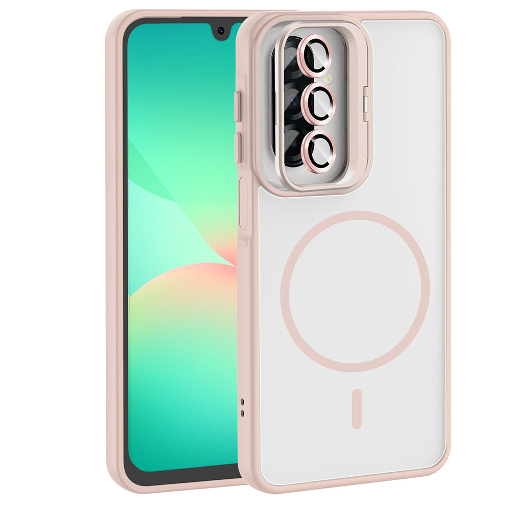 Galaxy A17 Uyumlu Kılıf Standlı ve Kamera Lens Hediyeli Zore Etro Kapak