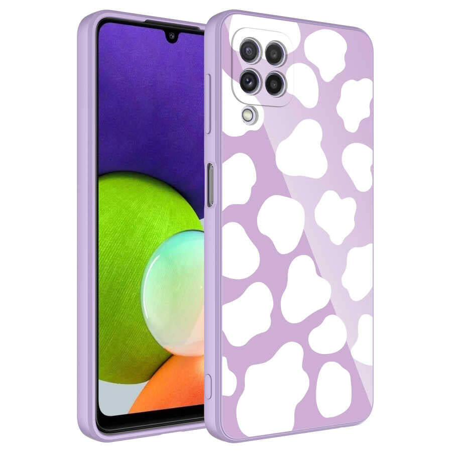 Galaxy A22 4G Uyumlu Kılıf Kamera Korumalı Desenli Sert Silikon Zore Epoksi Kapak