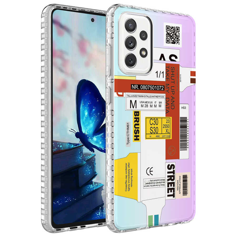 Galaxy A23 Uyumlu Kılıf Airbag Kenarlı Renkli Desenli Silikon Zore Elegans Kapak