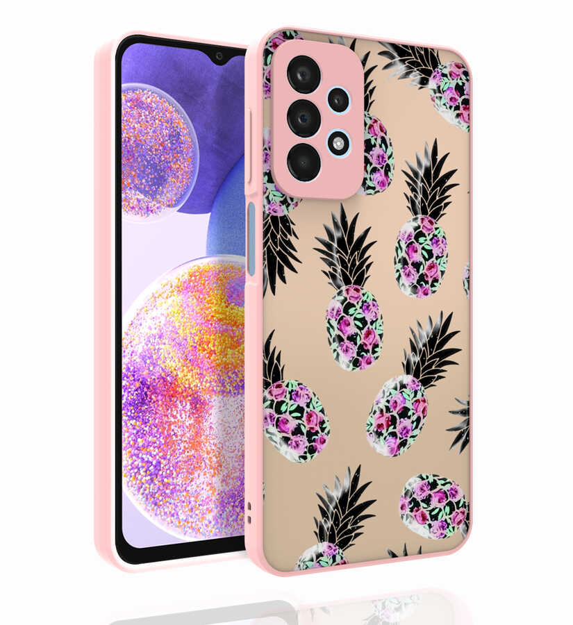 Galaxy A23 Uyumlu Kılıf Desenli Kamera Korumalı Parlak Zore Nora Kapak