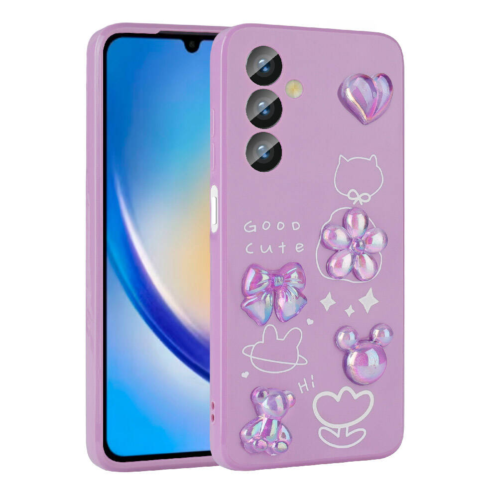 Galaxy A24 Uyumlu Kılıf Kabartma Figürlü Parlak Zore Toys Silikon Kapak