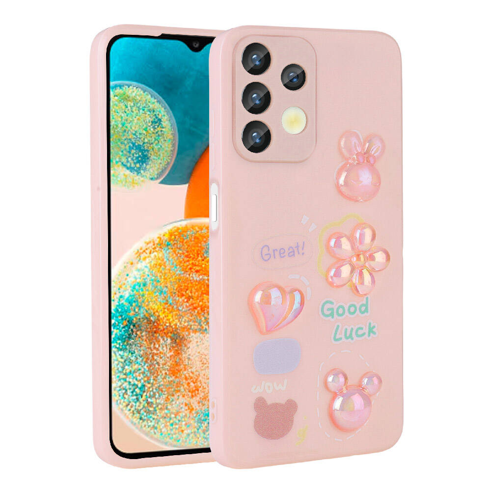 Galaxy A32 4G Uyumlu Kılıf Kabartma Figürlü Parlak Zore Toys Silikon Kapak