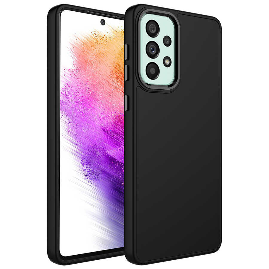 Galaxy A32 4G Uyumlu Kılıf Metal Çerçeve ve Buton Tasarımlı Silikon Zore Luna Kapak