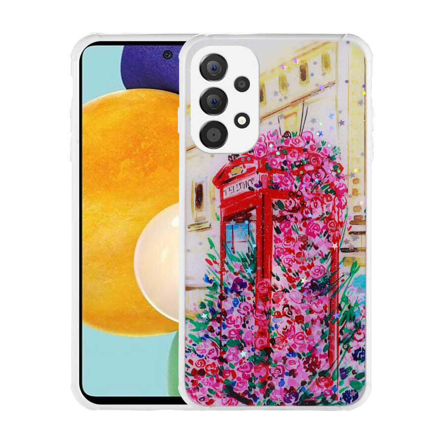 Galaxy A32 4G Uyumlu Kılıf Simli Desenli Kamera Korumalı Parlak Zore Popy Kapak