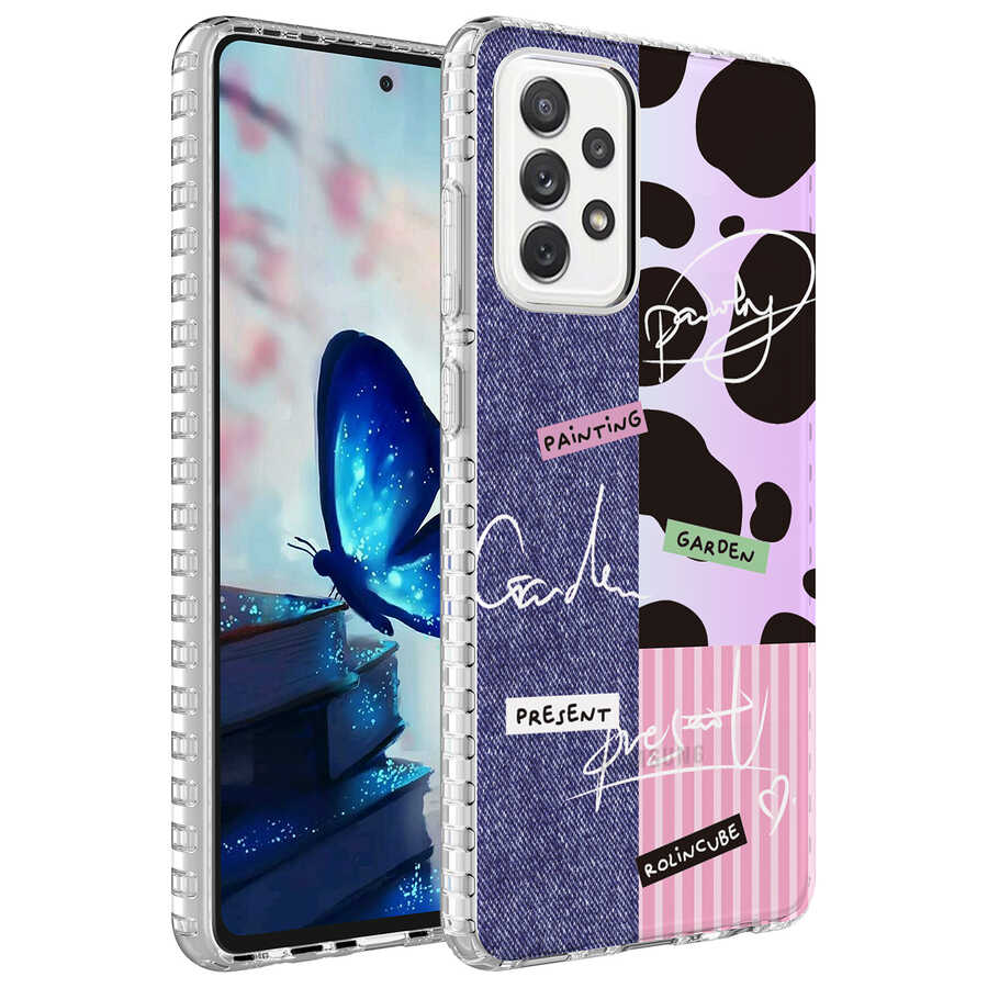Galaxy A33 5G Uyumlu Kılıf Airbag Kenarlı Renkli Desenli Silikon Zore Elegans Kapak