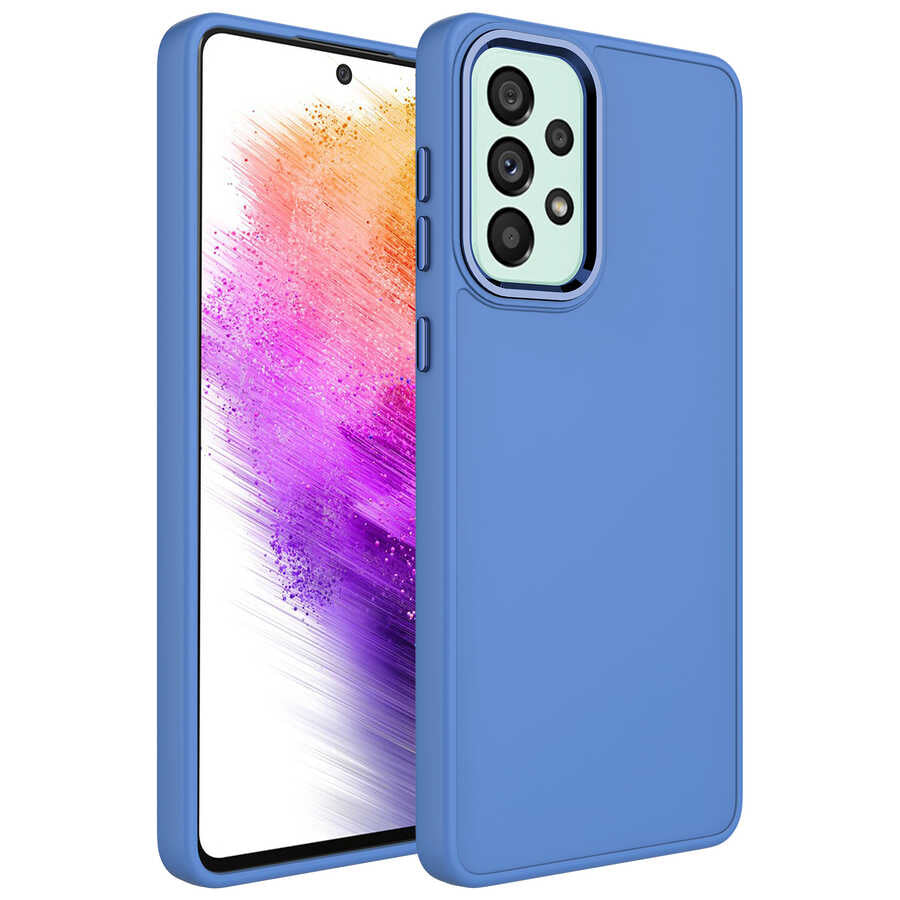 Galaxy A33 5G Uyumlu Kılıf Metal Çerçeve ve Buton Tasarımlı Silikon Zore Luna Kapak