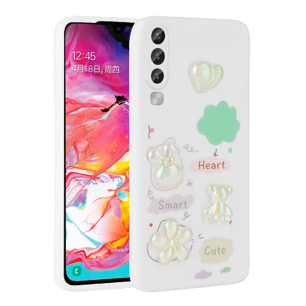 Galaxy A50 Uyumlu Kılıf Kabartma Figürlü Parlak Zore Toys Silikon Kapak