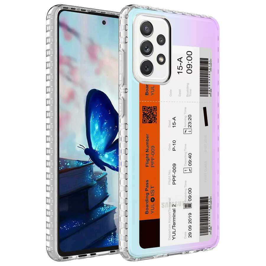 Galaxy A52 Uyumlu Kılıf Airbag Kenarlı Renkli Desenli Silikon Zore Elegans Kapak