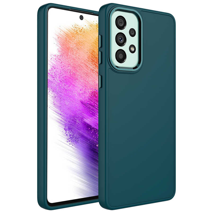 Galaxy A53 5G Uyumlu Kılıf Metal Çerçeve ve Buton Tasarımlı Silikon Zore Luna Kapak