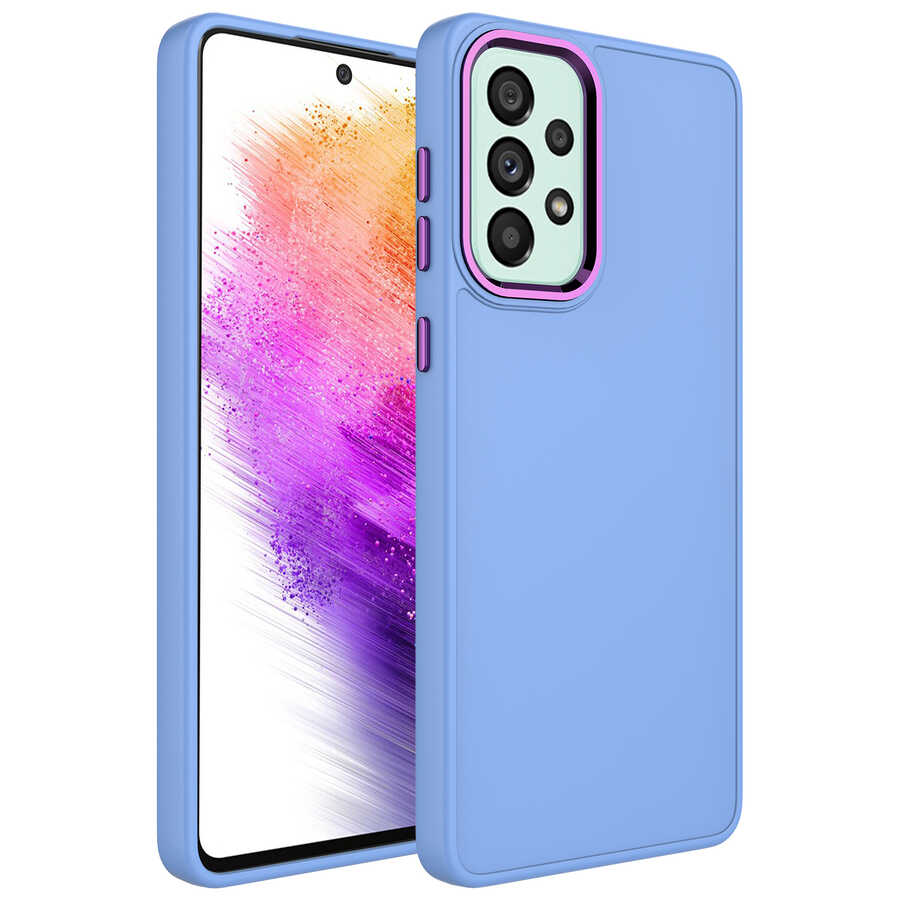 Galaxy A53 5G Uyumlu Kılıf Metal Çerçeve ve Buton Tasarımlı Silikon Zore Luna Kapak
