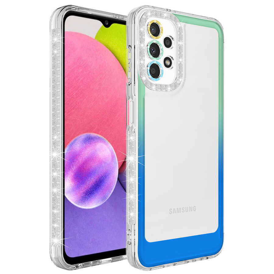 Galaxy A53 5G Uyumlu Kılıf Simli ve Renk Geçiş Tasarımlı Lens Korumalı Zore Park Kapak
