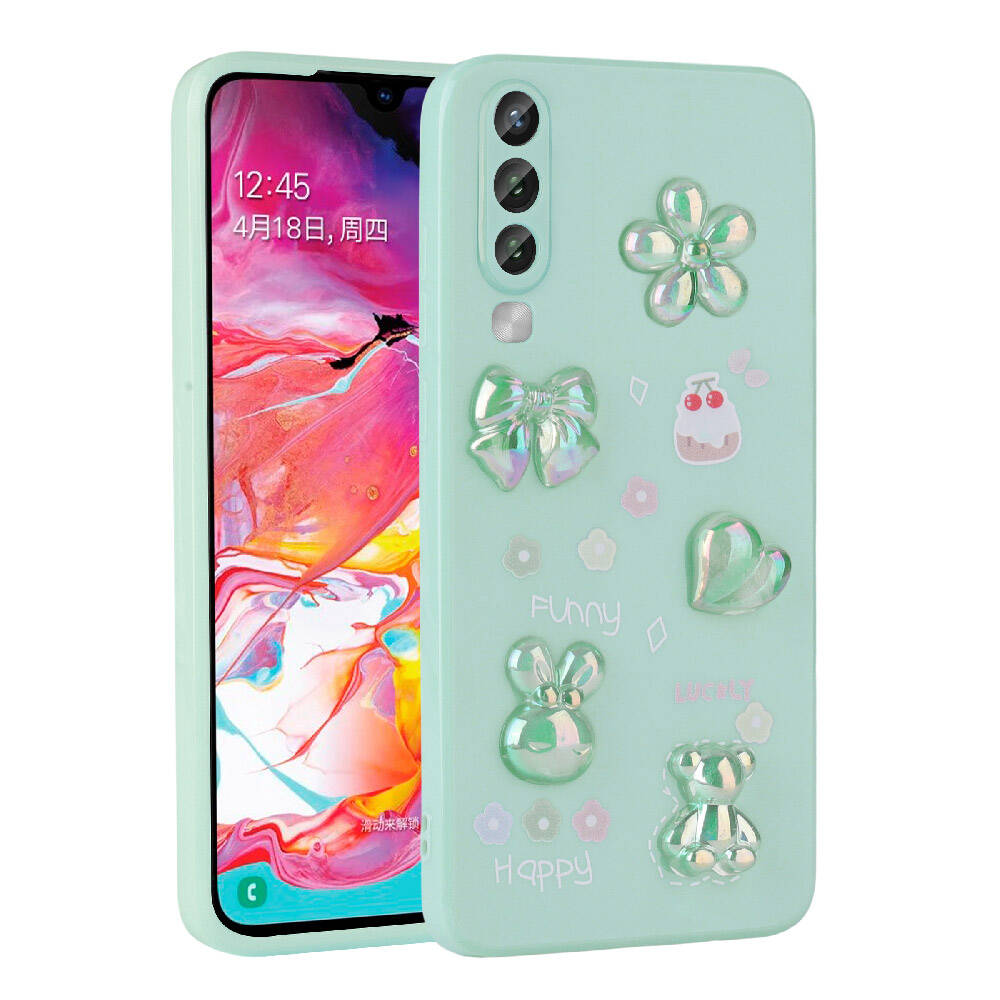 Galaxy A70 Uyumlu Kılıf Kabartma Figürlü Parlak Zore Toys Silikon Kapak