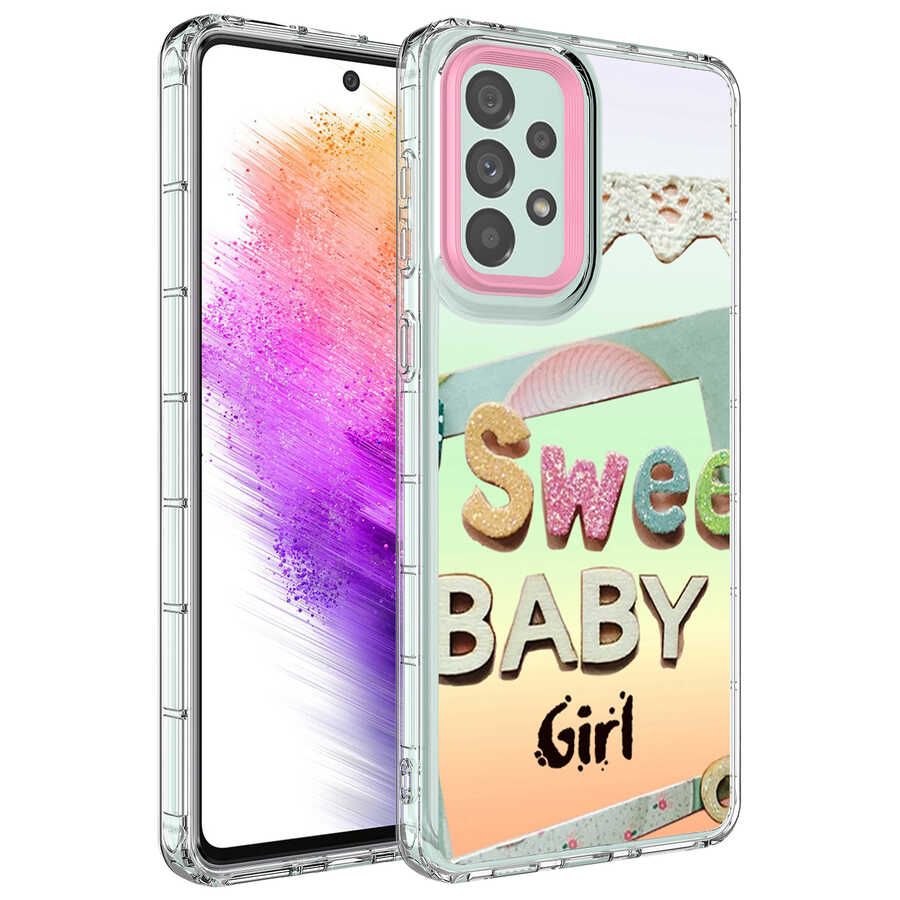 Galaxy A73 Uyumlu Kılıf Kamera Korumalı Renkli Desenli Sert Silikon Zore Korn Kapak