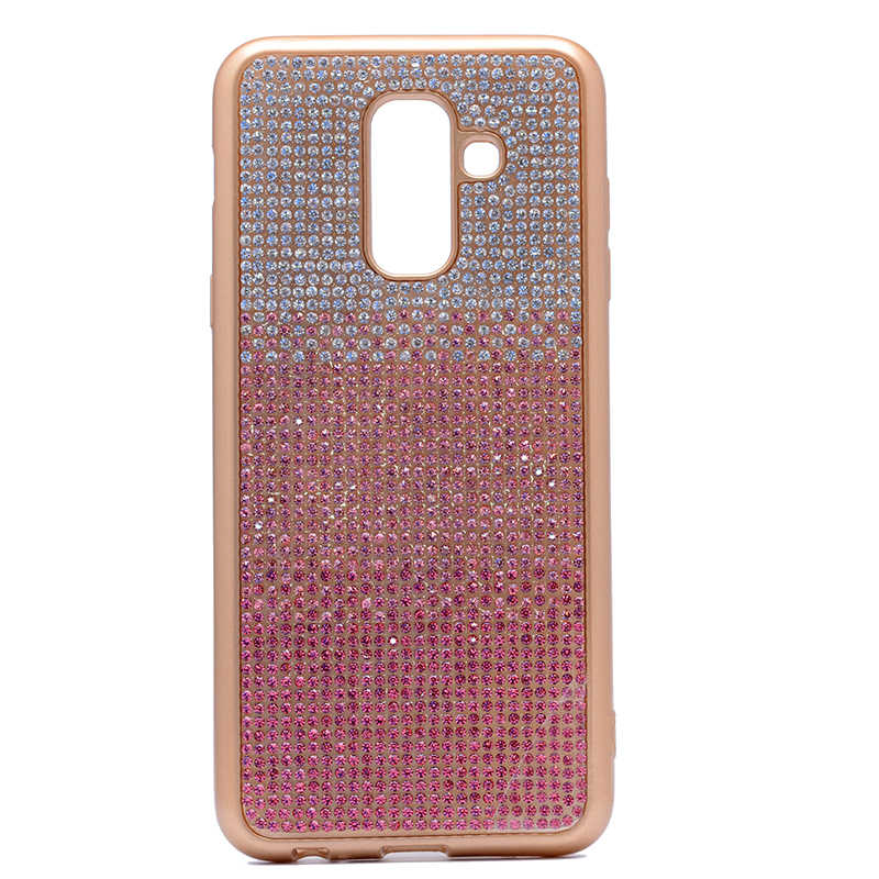 Galaxy J8 Uyumlu Kılıf Zore Mat Lazerli Taşlı Silikon